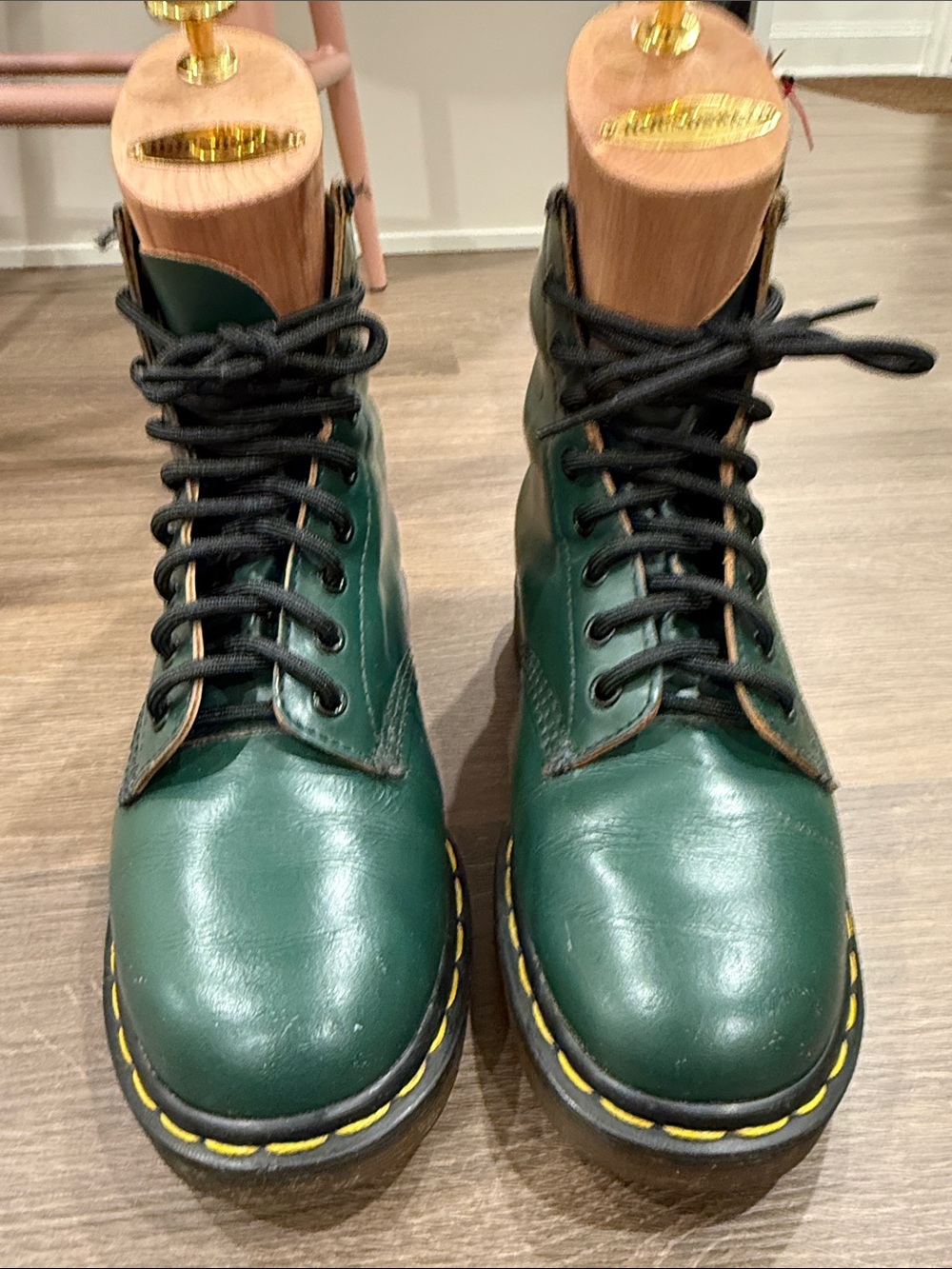 Dr Doc Martens England Womens 1460 Green Leather Combat Boots Size UK 6 US 8